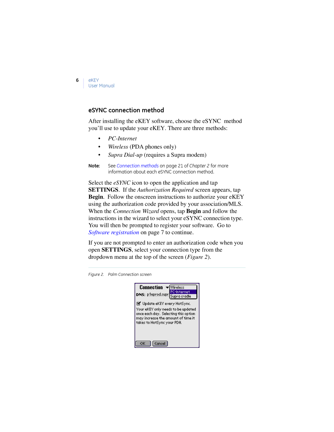 GE Monogram eKEY manual ESYNC connection method, PC-Internet 