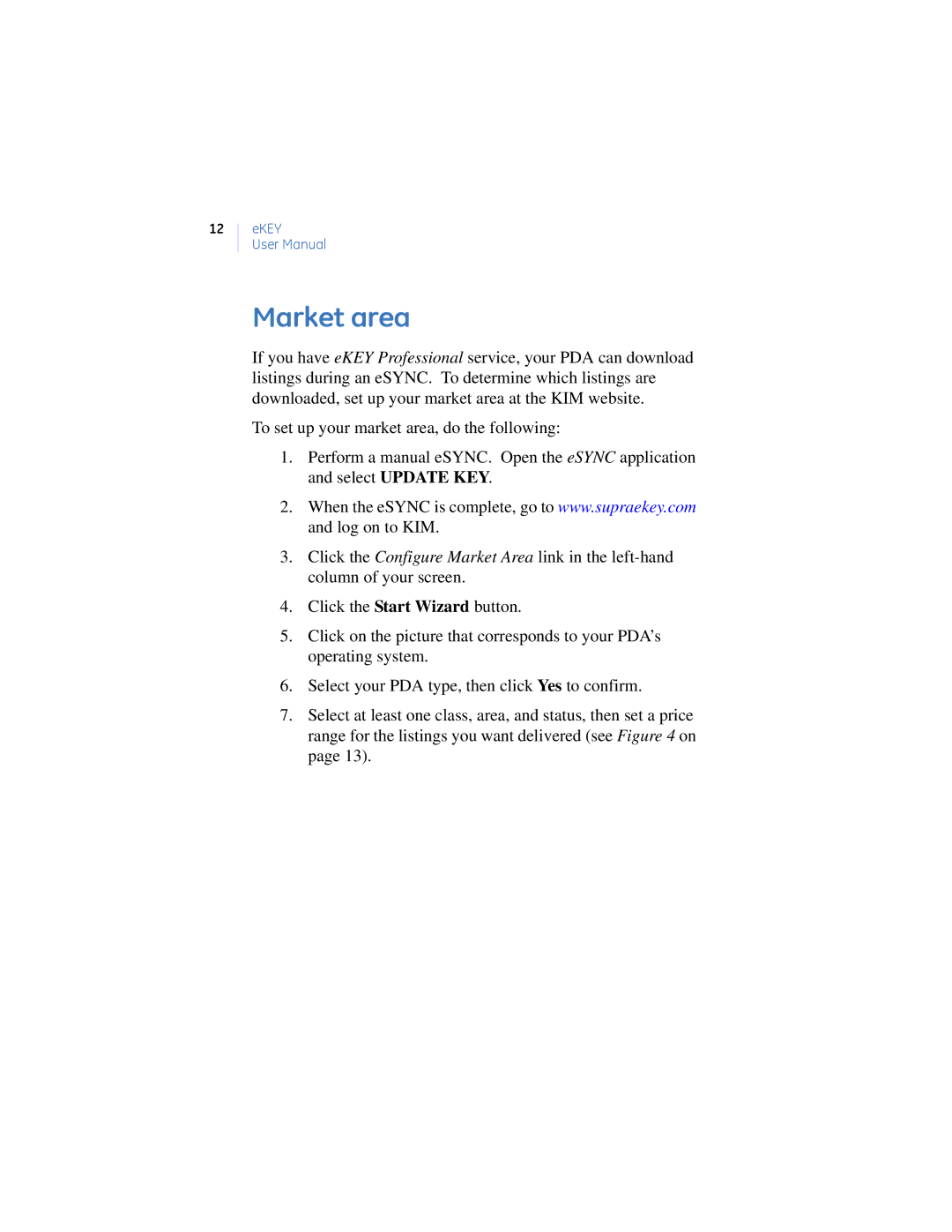 GE Monogram eKEY manual Market area 