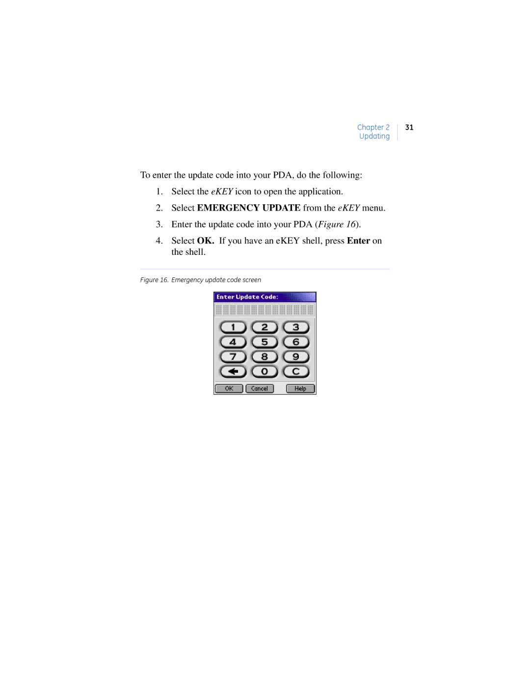 GE Monogram eKEY manual Emergency update code screen 