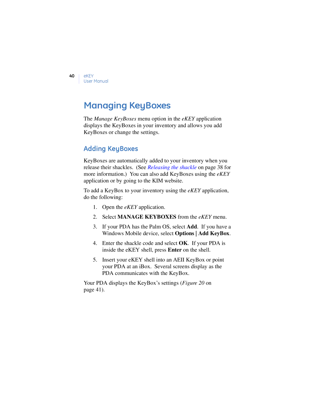 GE Monogram eKEY manual Managing KeyBoxes, Adding KeyBoxes 