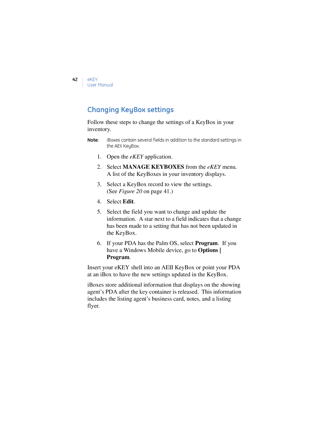 GE Monogram eKEY manual Changing KeyBox settings 