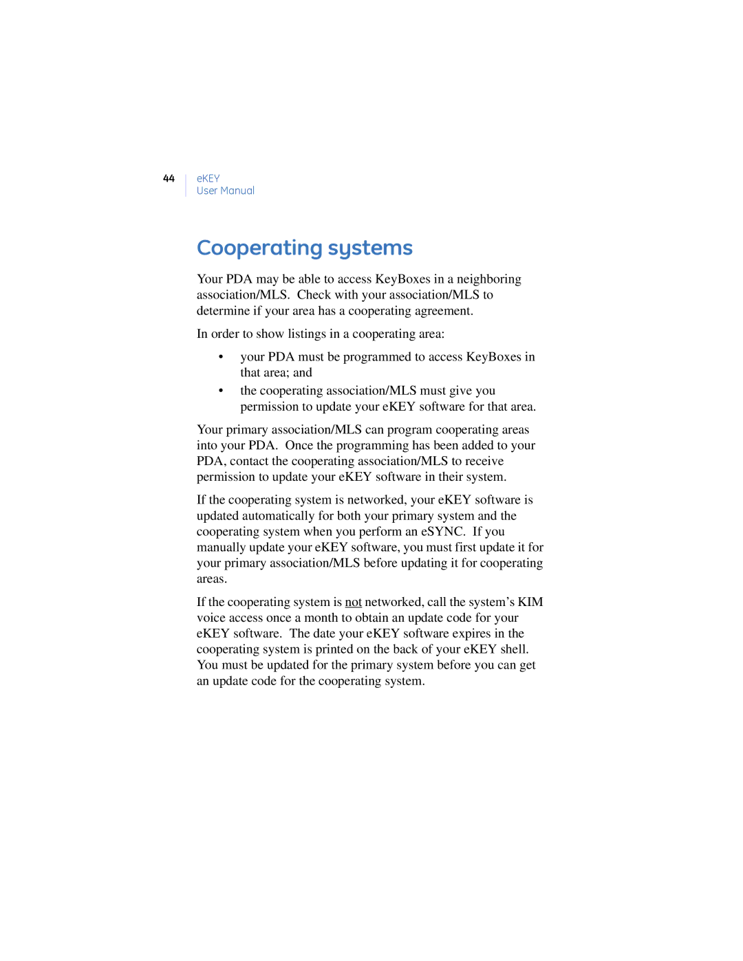 GE Monogram eKEY manual Cooperating systems 