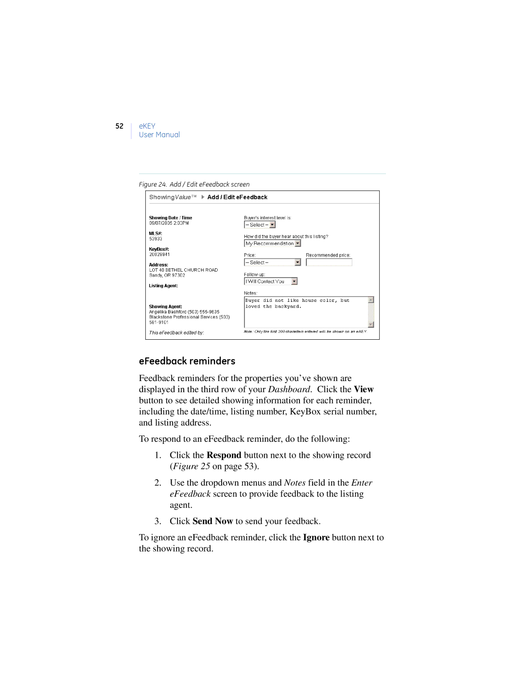 GE Monogram eKEY manual EFeedback reminders, Add / Edit eFeedback screen 