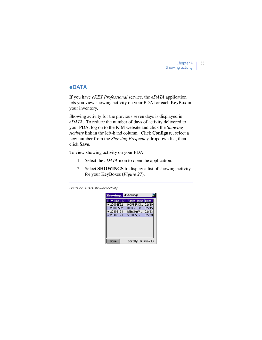 GE Monogram eKEY manual Edata, EDATA showing activity 