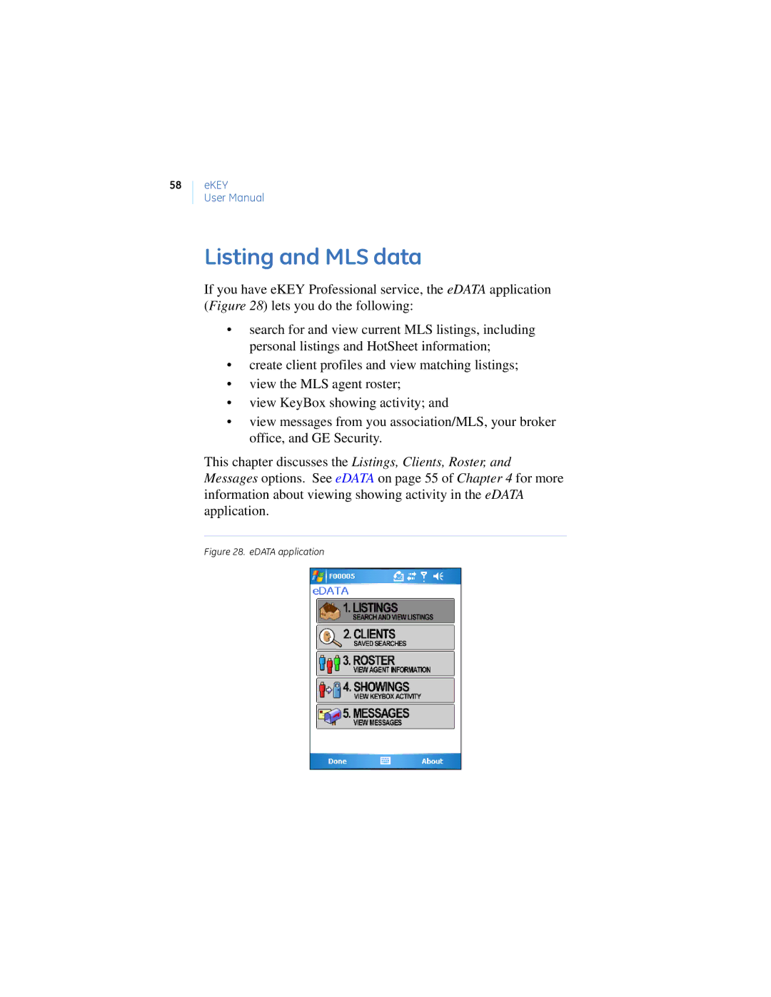 GE Monogram eKEY manual Listing and MLS data, EDATA application 