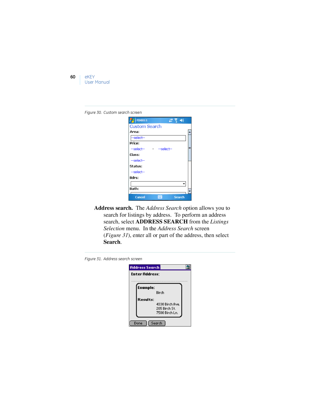 GE Monogram eKEY manual Custom search screen 