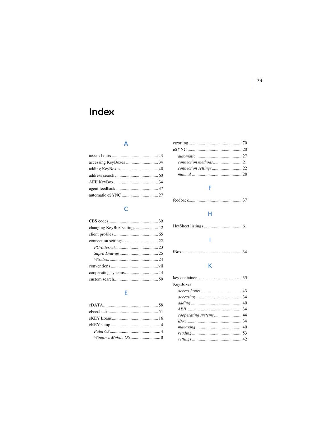 GE Monogram eKEY manual Index 