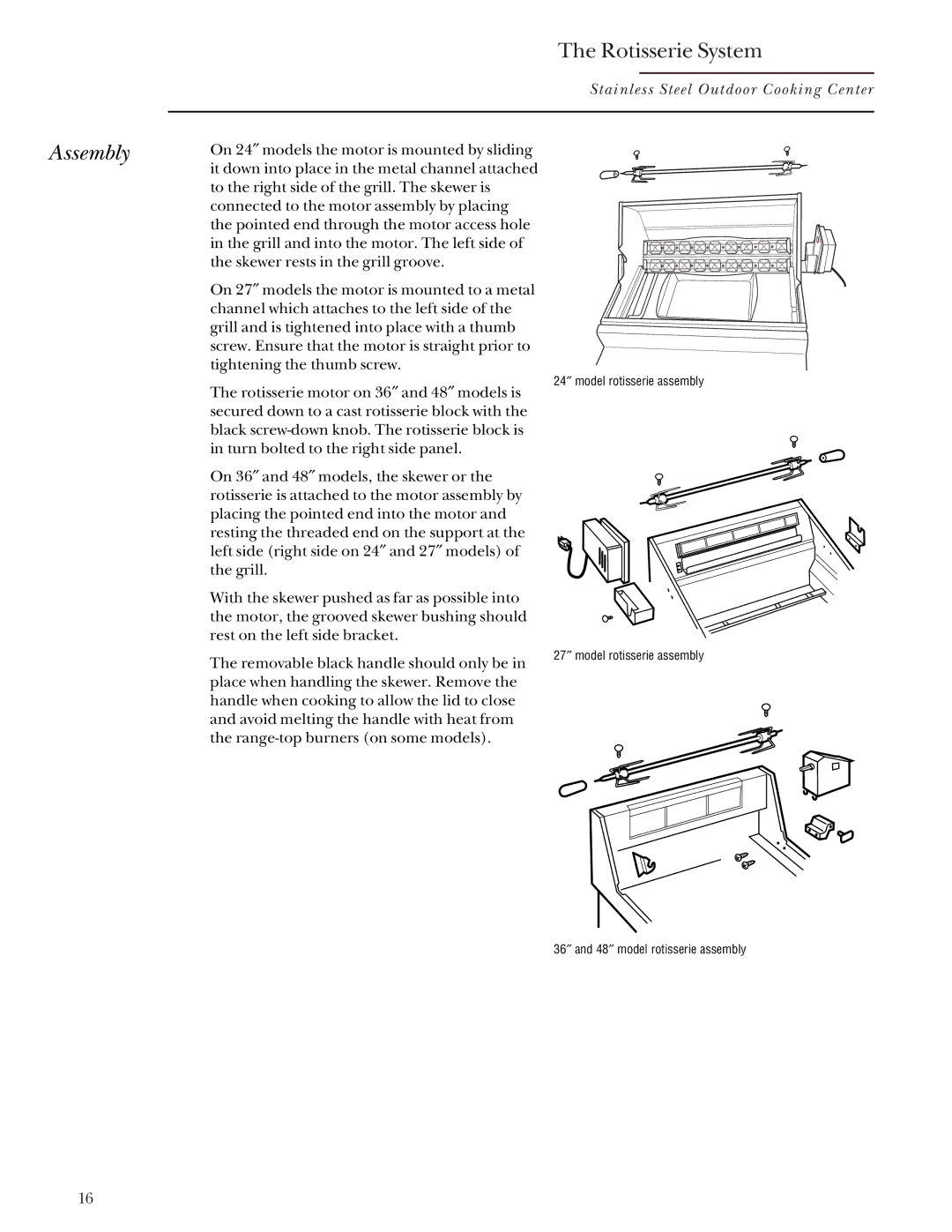 GE Monogram Gas Grill manual Assembly 