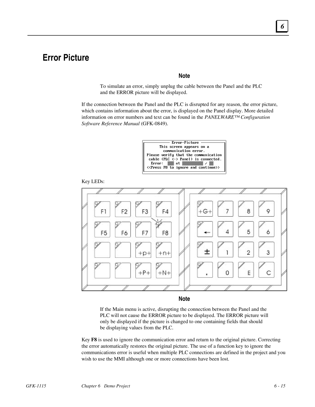 GE Monogram GFK-1115 manual Error Picture 