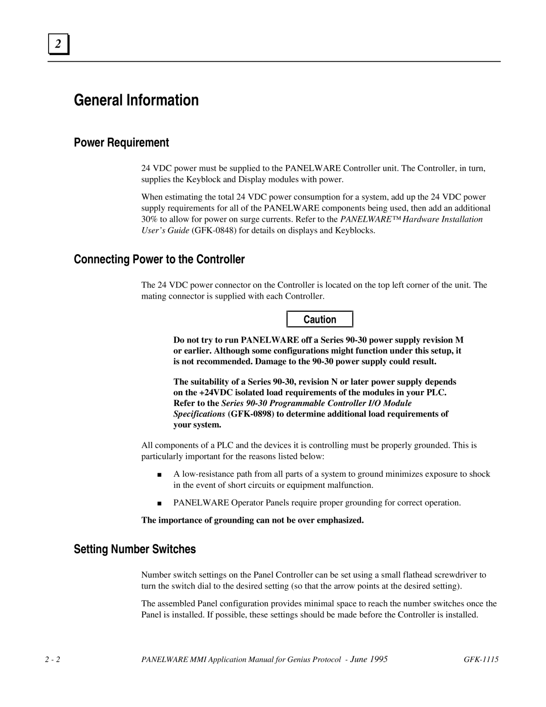 GE Monogram GFK-1115 General Information, Power Requirement, Connecting Power to the Controller, Setting Number Switches 