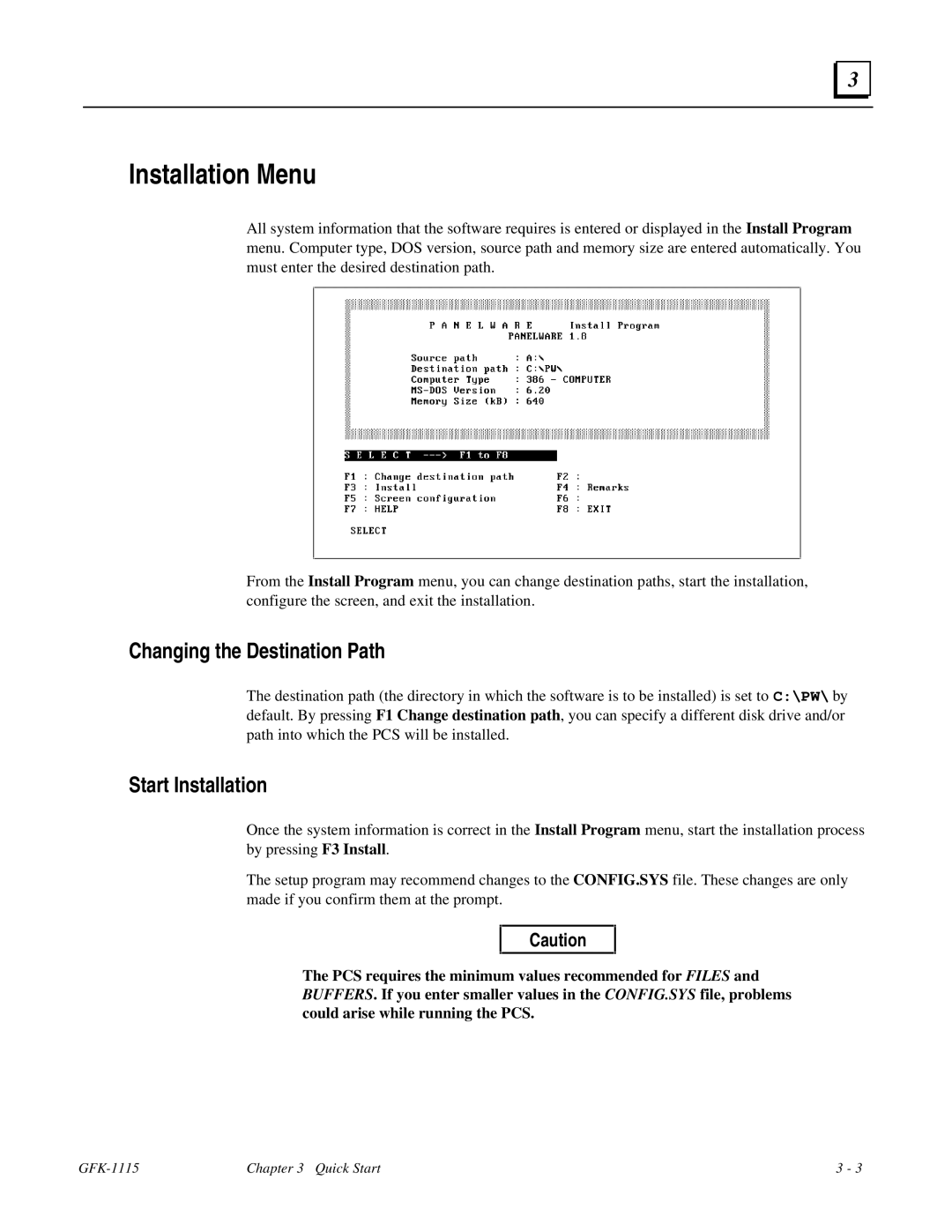 GE Monogram GFK-1115 manual Installation Menu, Changing the Destination Path, Start Installation 