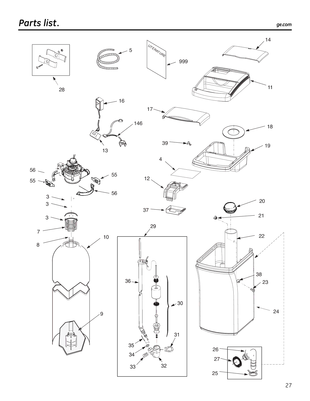 GE Monogram GXSF18G installation instructions Parts list 