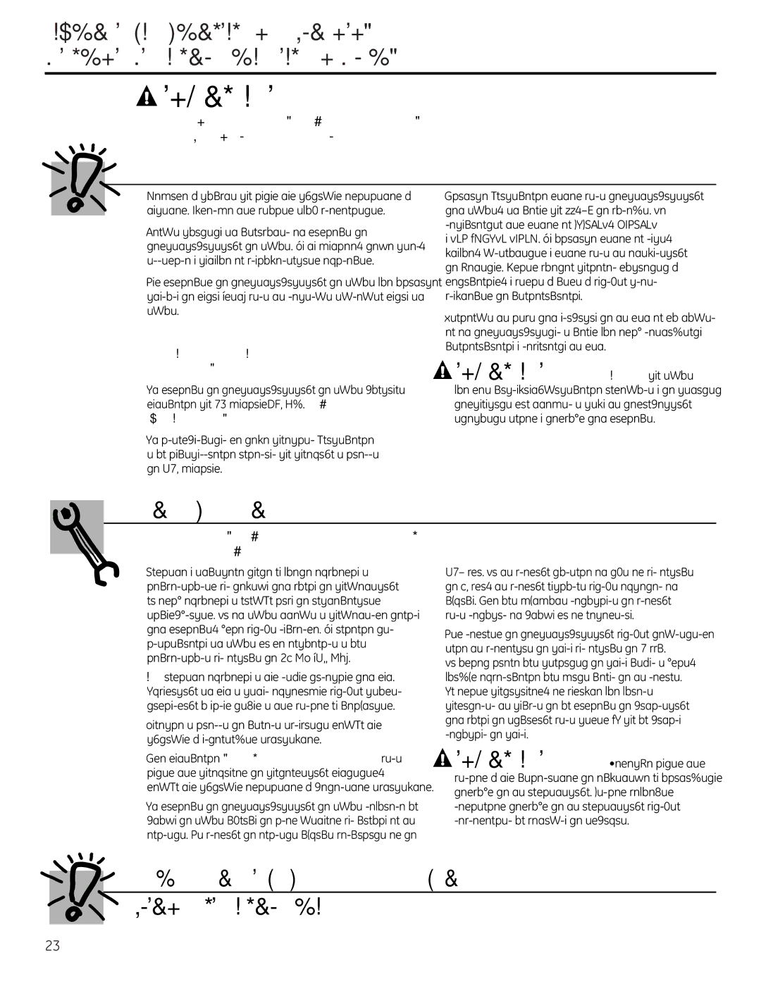 GE Monogram GXSF18G installation instructions Advertencia No use con agua 