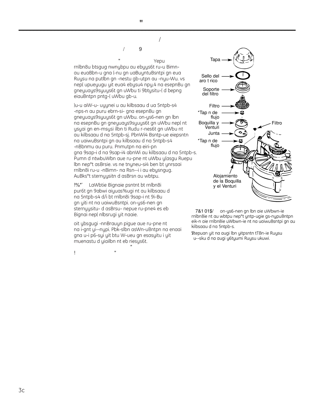 GE Monogram GXSF18G installation instructions Cómo limpiar la ensambladura de la boquilla y el Venturi 