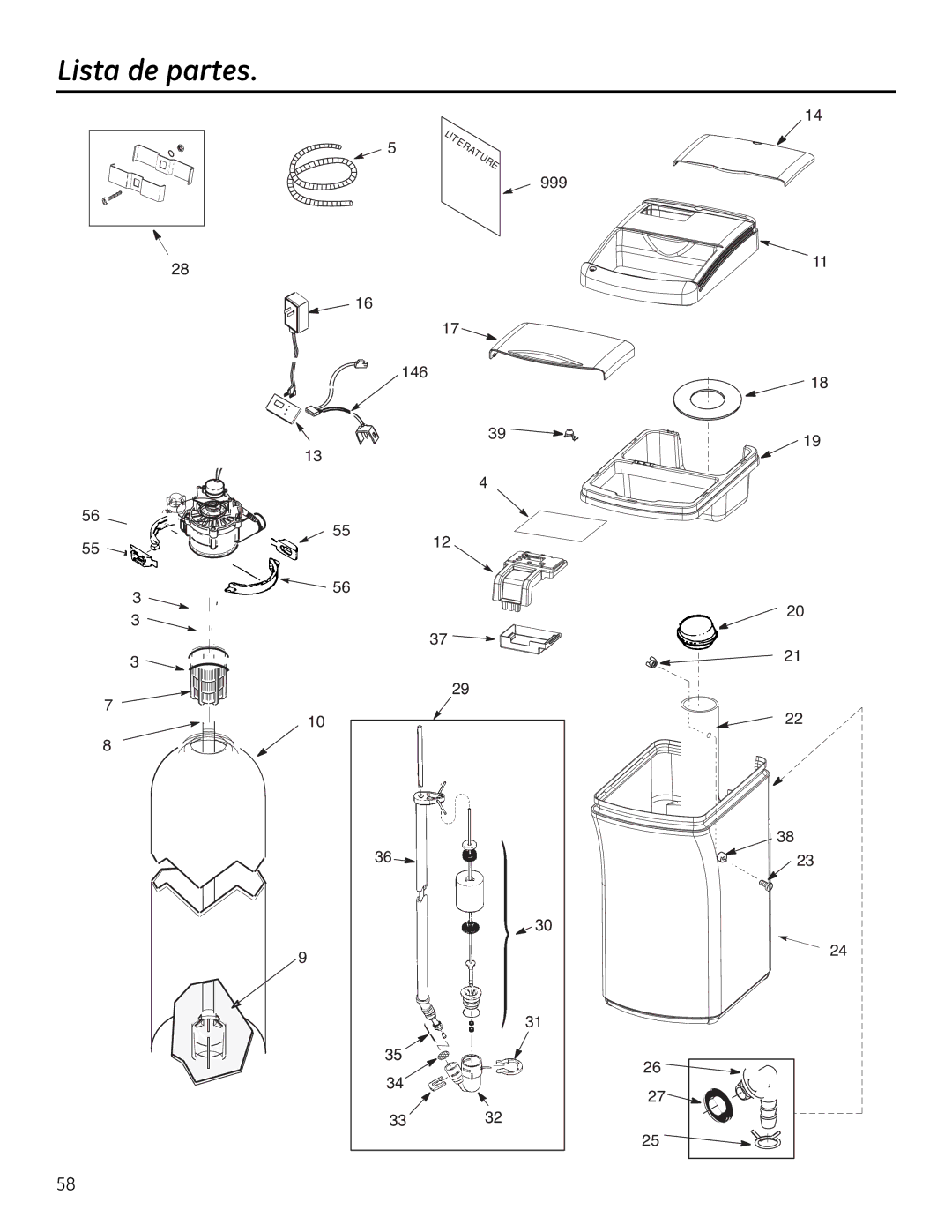 GE Monogram GXSF18G installation instructions Lista de partes 