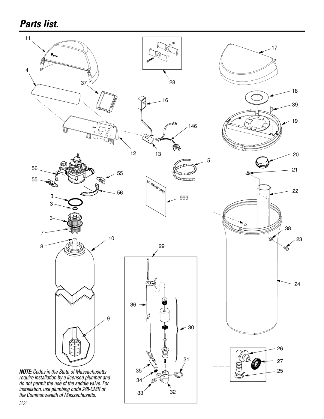 GE Monogram GXSF30H installation instructions Parts list 