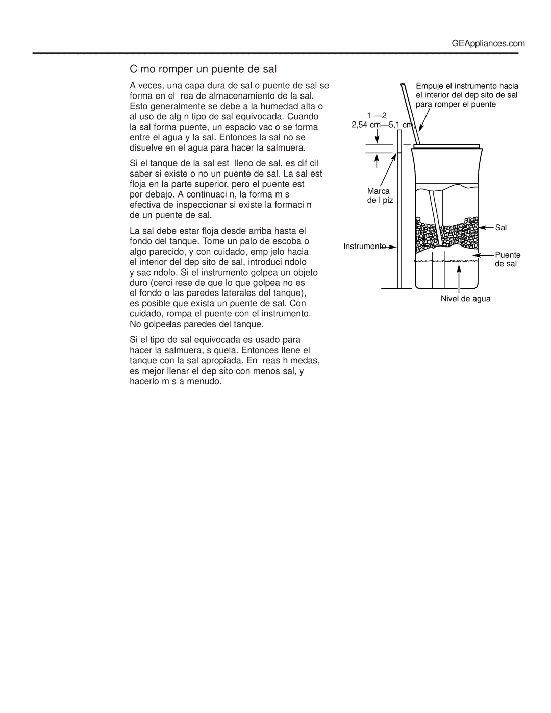 GE Monogram GXSF30H installation instructions Cómo romper un puente de sal, GEAppliances.com 