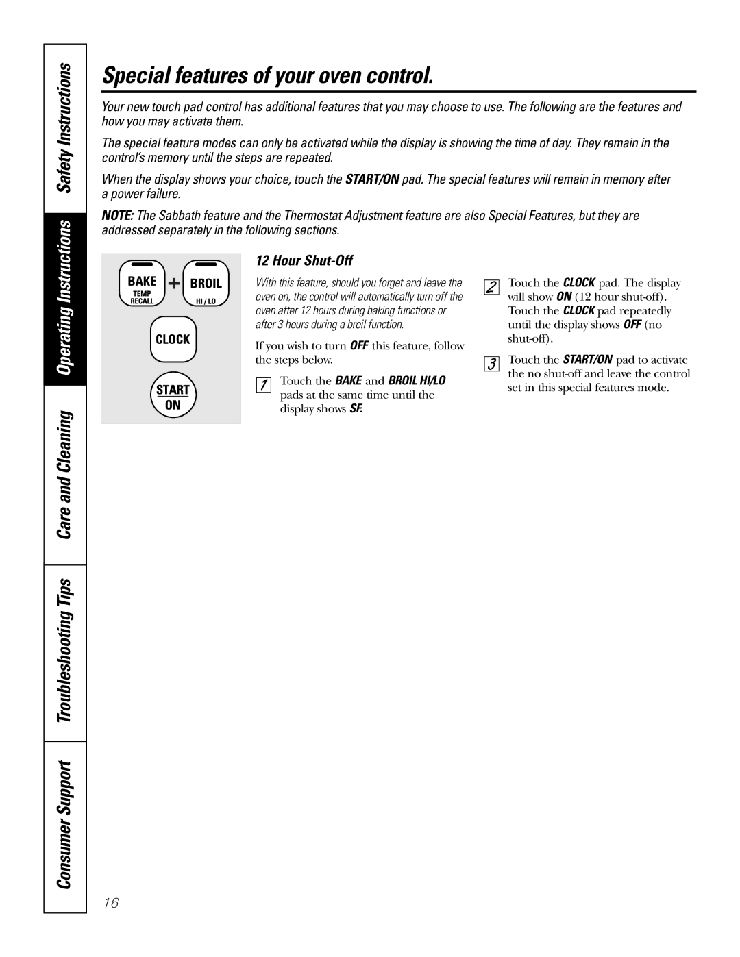 GE Monogram JBP68, JBP67, JBP66, JBP65, JBP64, JBP70 Special features of your oven control, Safety Instructions, Hour Shut-Off 