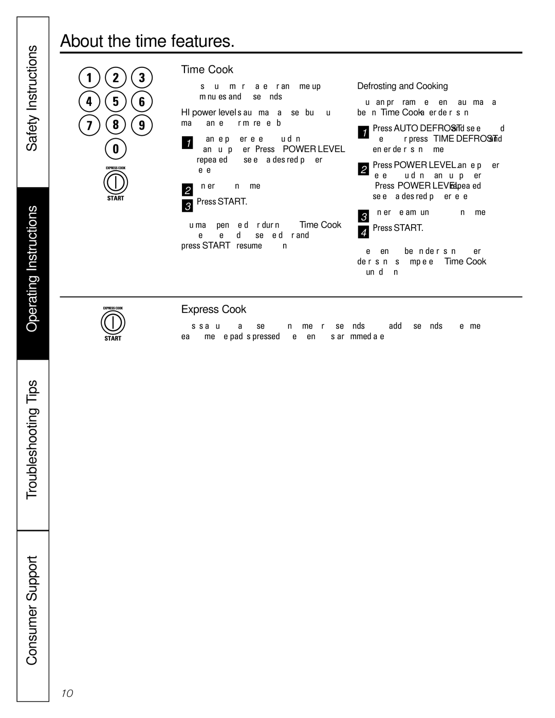 GE Monogram JES1142SJ owner manual About the time features, Time Cook, Express Cook, Defrosting and Cooking 