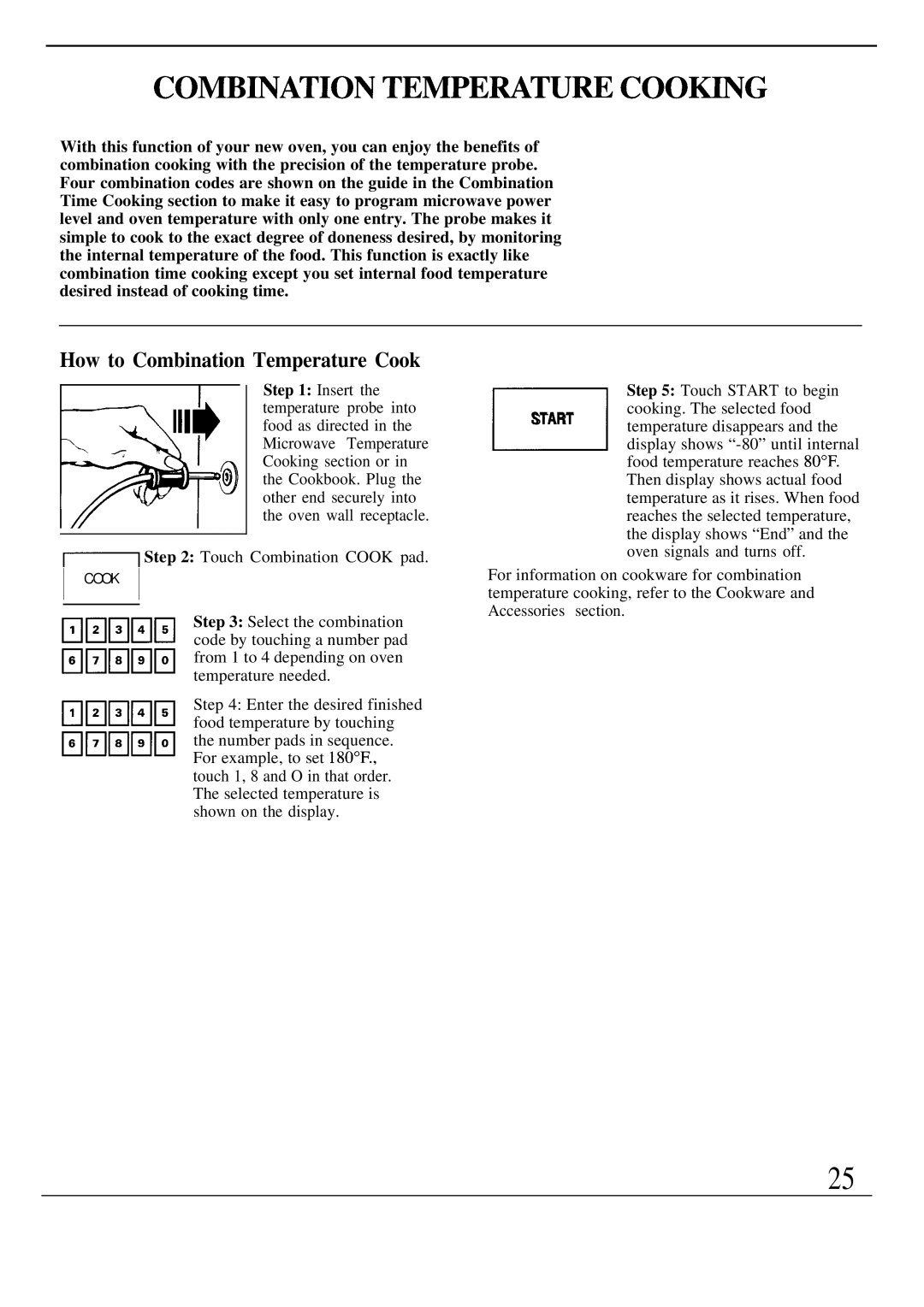 GE Monogram JET343G manual COMB~ATION TEMPE~TU~ COOmG, How to Combination Temperature Cook 