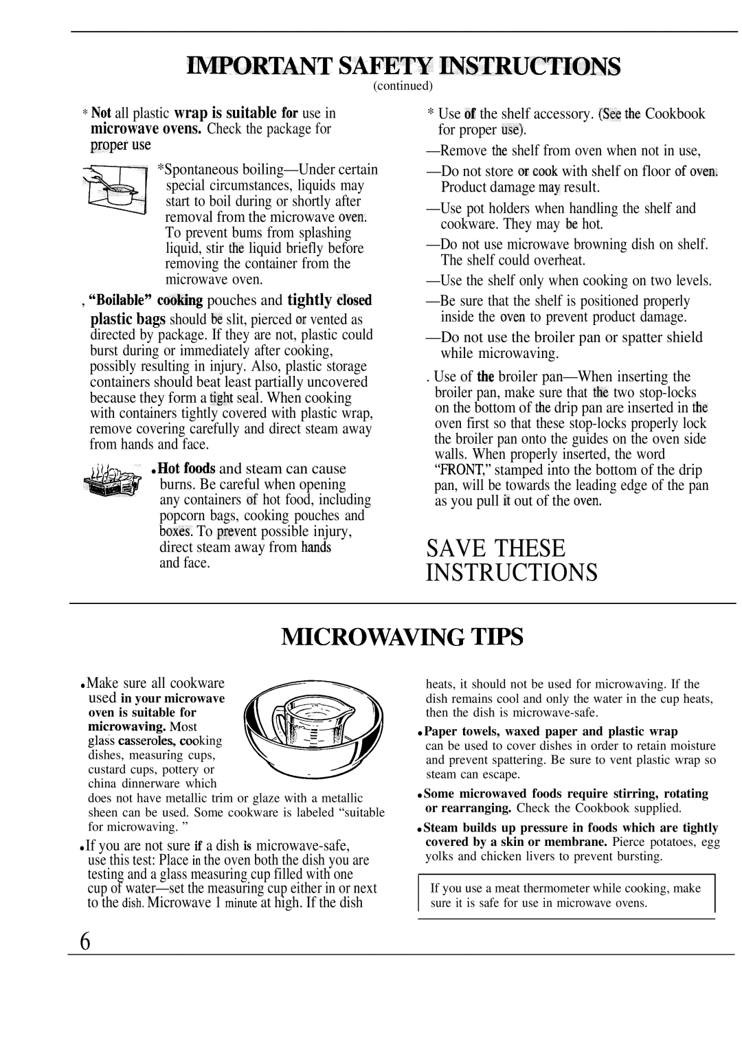 GE Monogram JET343G manual ~ORTANT SAFEm ~STRUCTIONS, Save These Instructions, MICROWAVmG TWS 