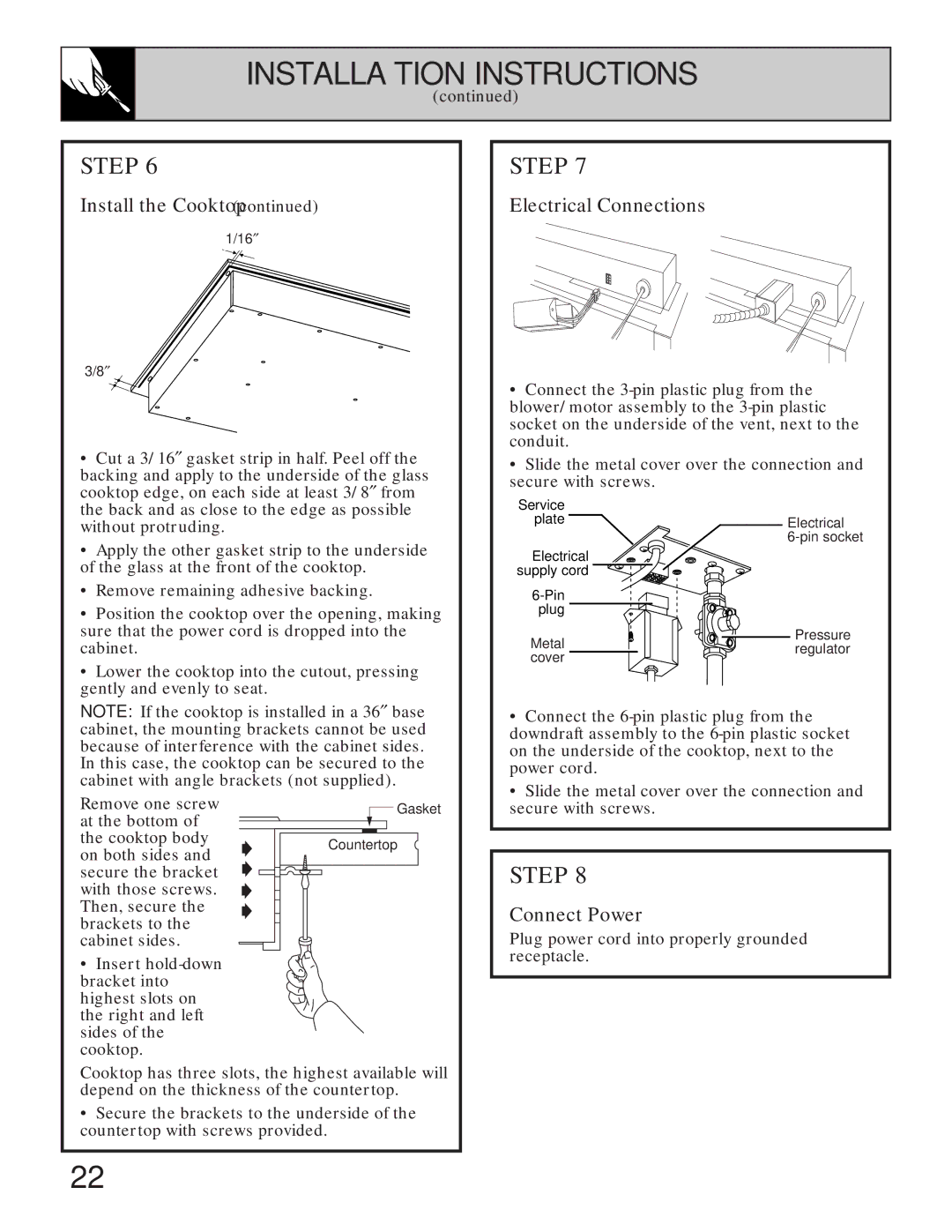 GE Monogram JGP645 operating instructions Electrical Connections, Connect Power 