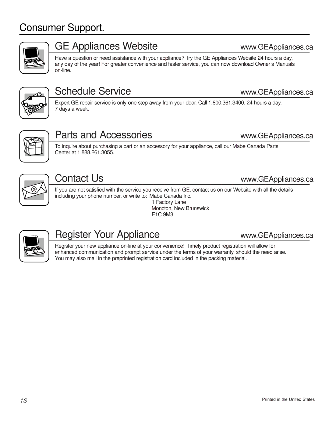 GE Monogram PCP912, PCP932 Consumer Support GE Appliances Website Schedule Service, Parts and Accessories, Contact Us 