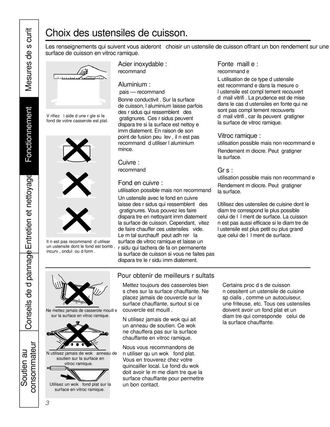 GE Monogram PCP932, PCP912 owner manual Soutien au consommateur, Résultats meilleurs de obtenir Pour, Conseils dedépannage 