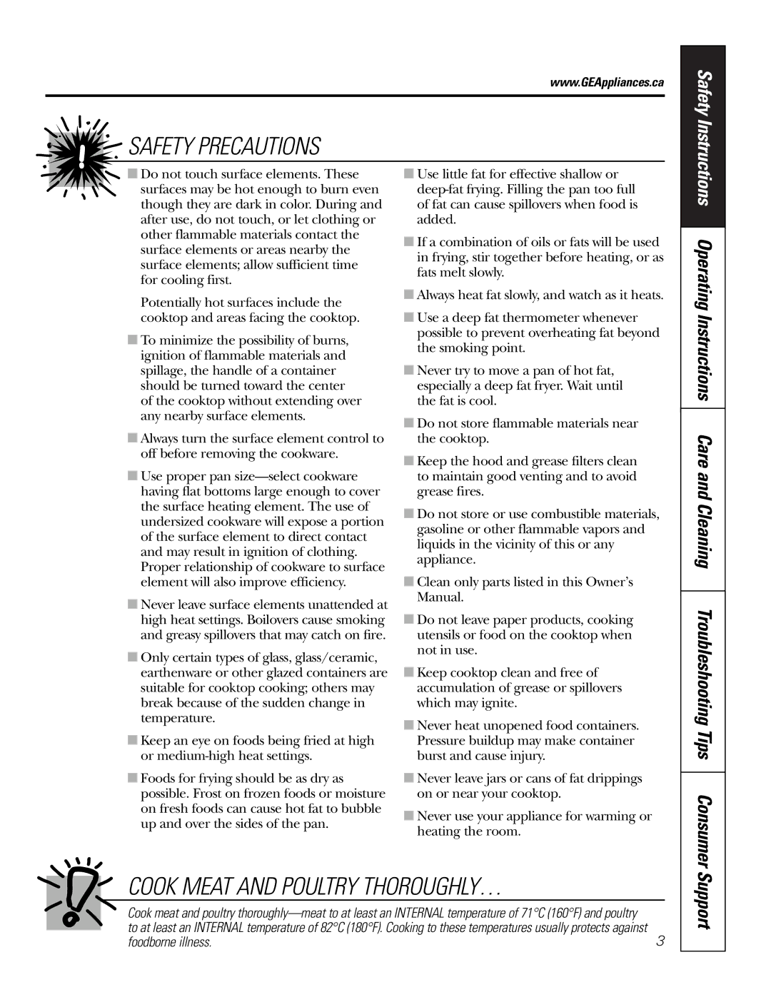 GE Monogram PCP932, PCP912 owner manual Cook Meat and Poultry THOROUGHLY…, Support 