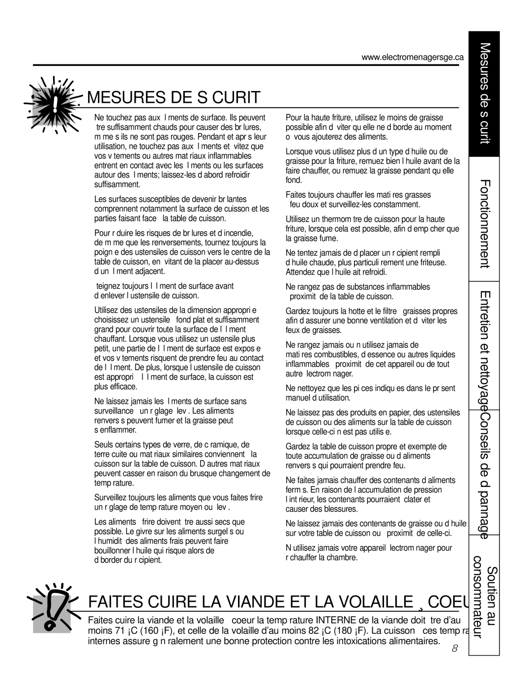 GE Monogram PCP912, PCP932 owner manual Conseils de dépannage, Sécurité 