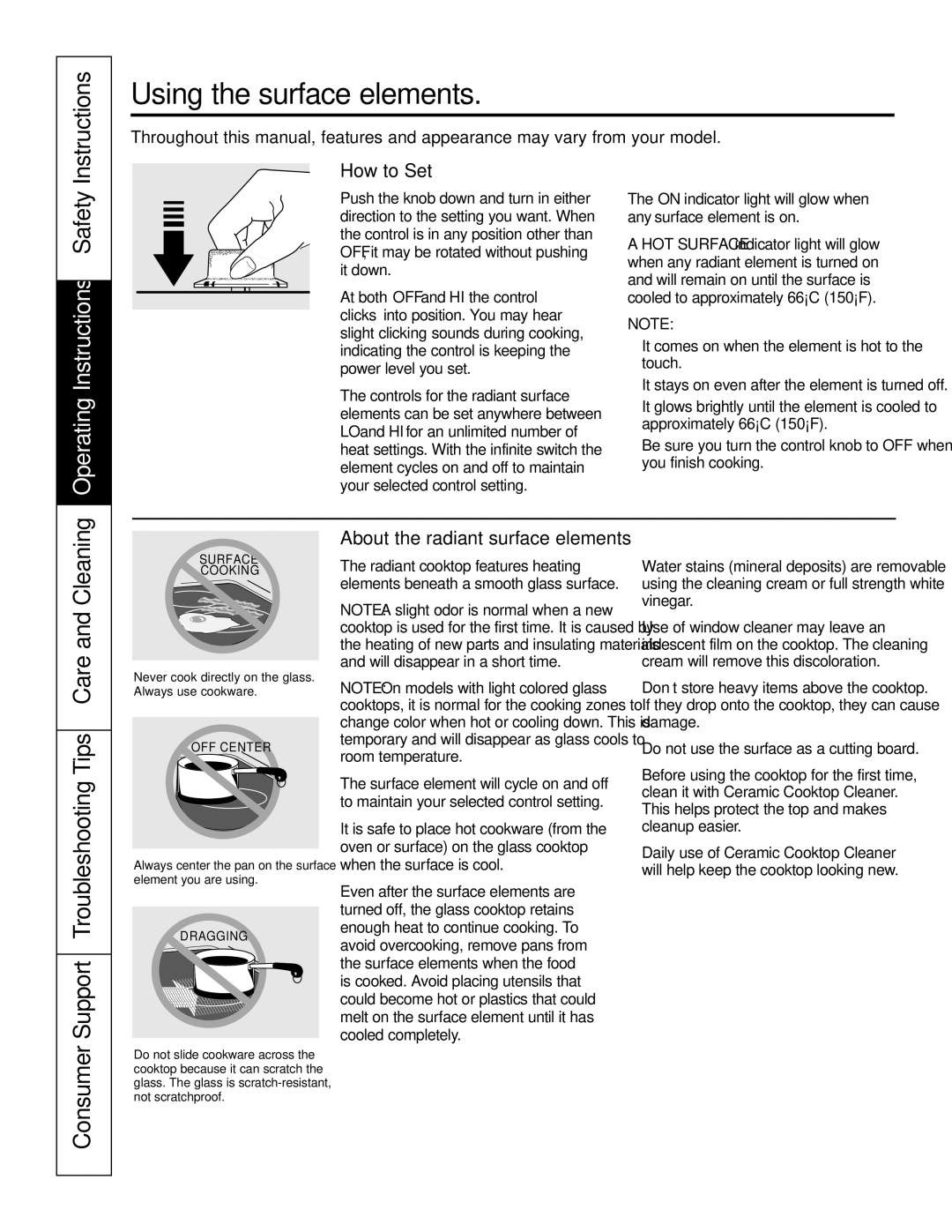 GE Monogram PCP912, PCP932 owner manual Using the surface elements, Operating Instructions Safety 