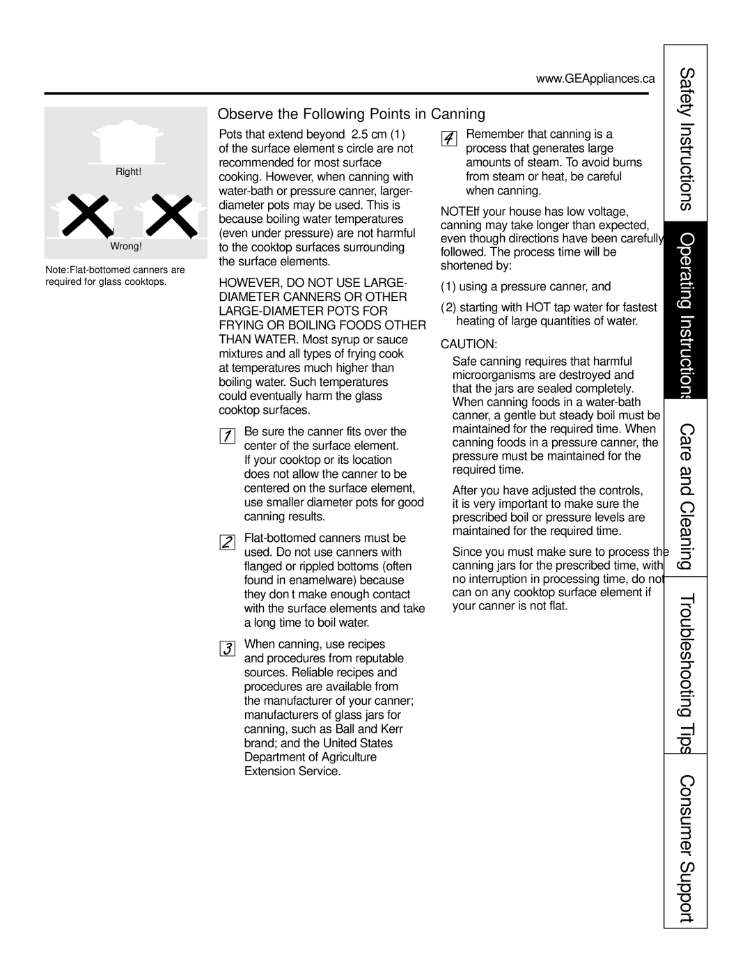 GE Monogram PCP932, PCP912 owner manual Safety, Observe the Following Points in Canning, Using a pressure canner 