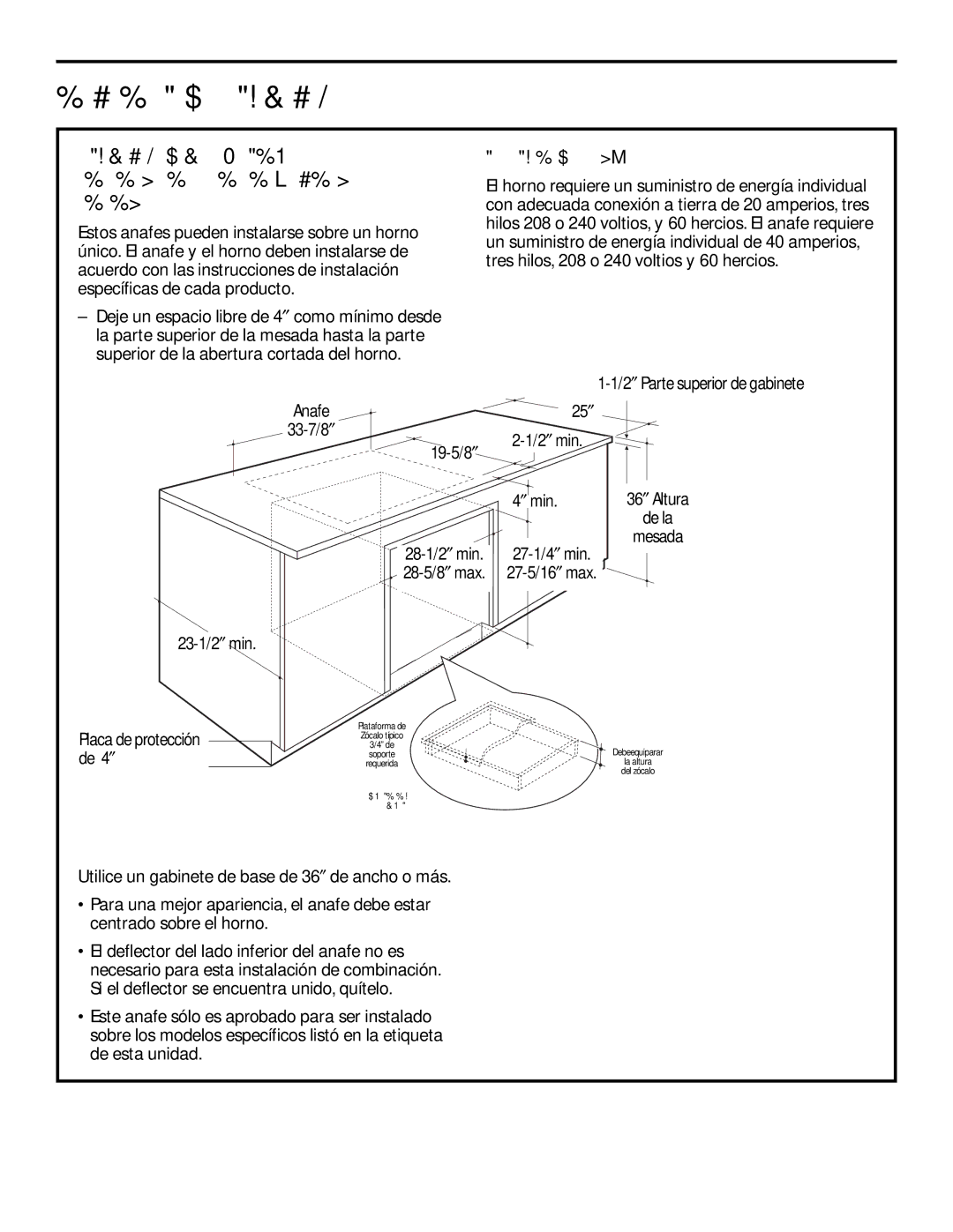 GE Monogram PHP960 warranty Opciones DE Instalación, Suministro DE Energía 