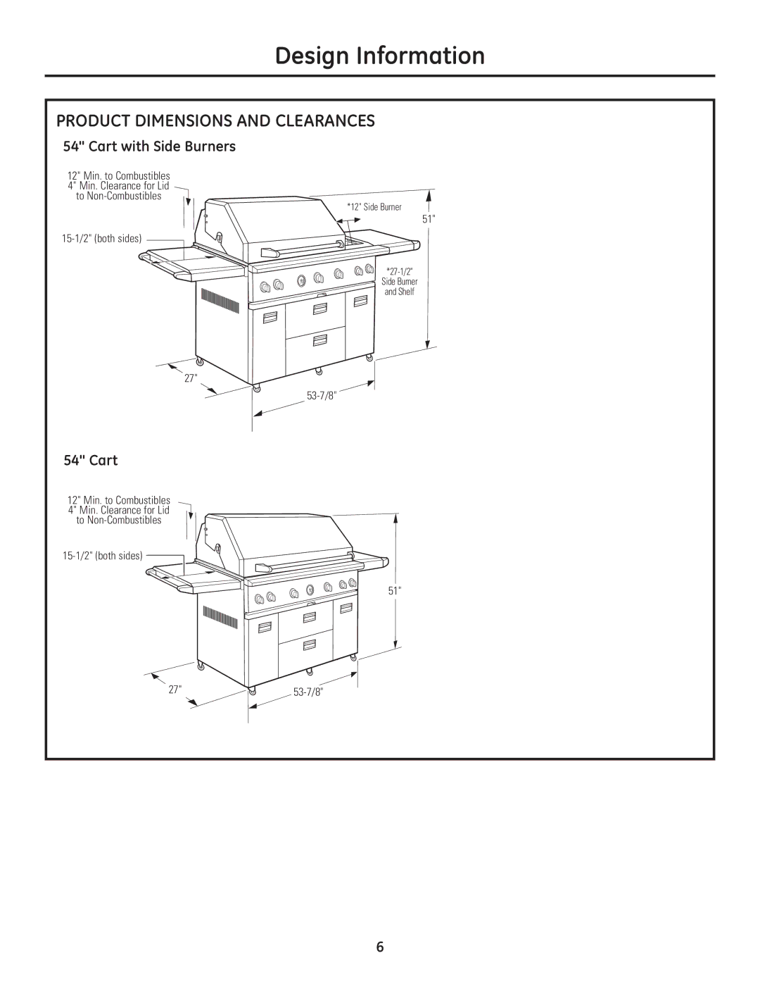 GE Monogram Professional Outdoor Grills and Cooktop installation instructions Cart with Side Burners 