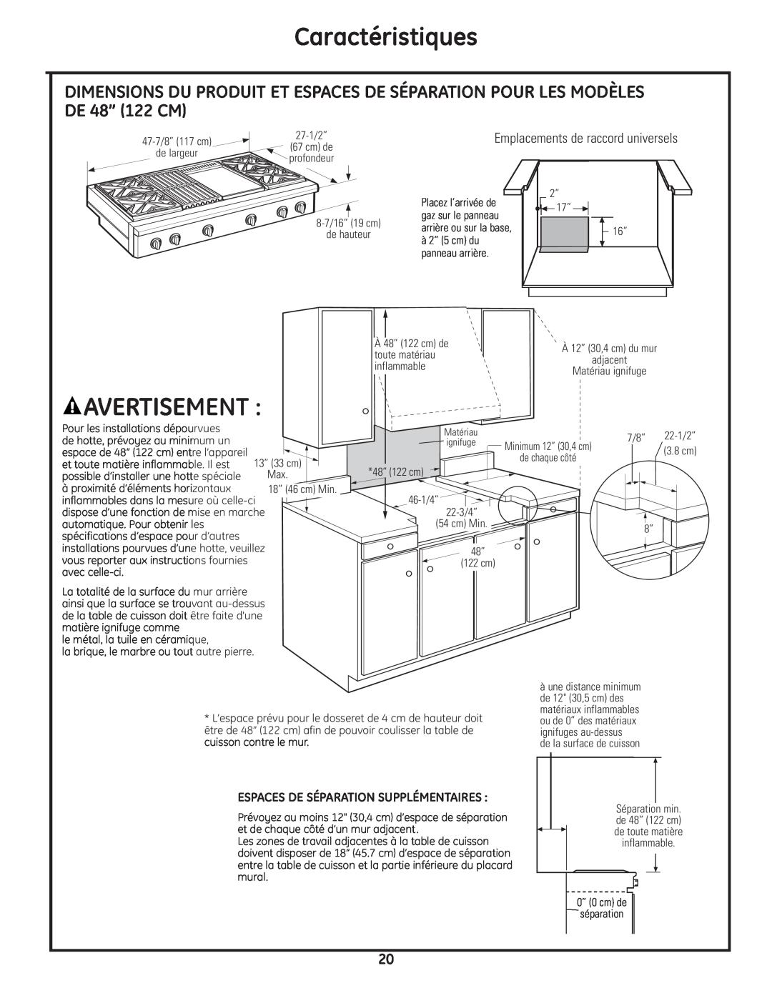 GE Monogram Professional Rangetop Avertisement, Caractéristiques, Espaces De Séparation Supplémentaires 