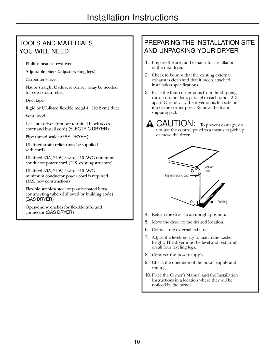 GE Monogram DCXH46, PSXH43, DSXH43, DPXH46, DH43 operating instructions Installation Instructions 