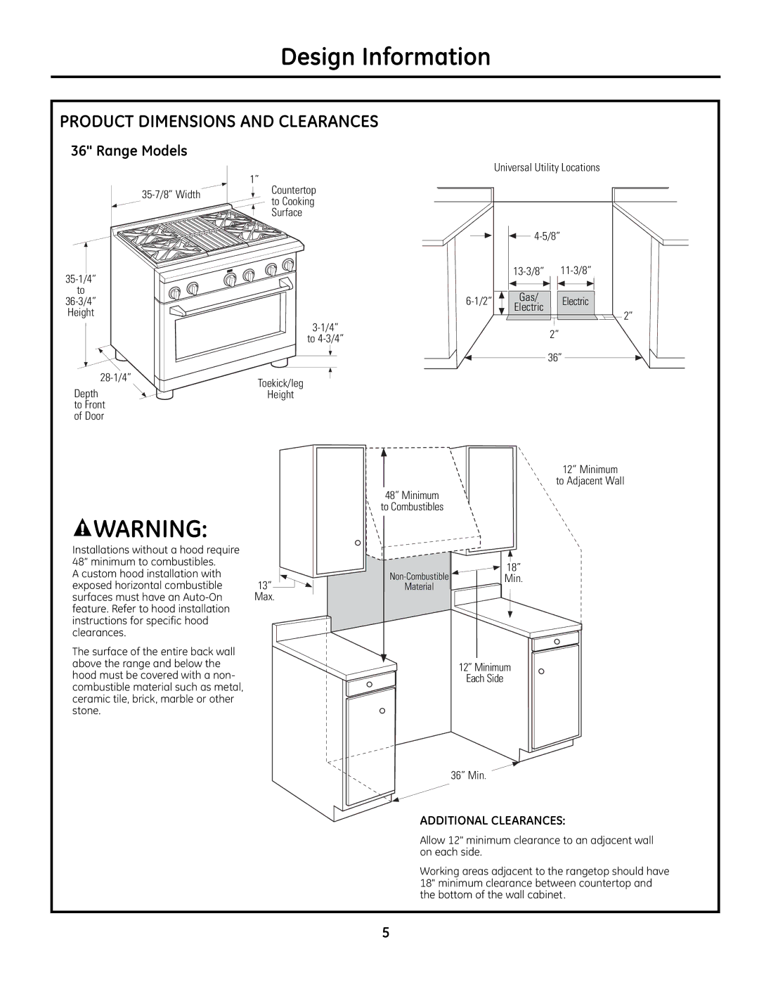 GE Monogram Range installation instructions To 4-3/4 Toekick/leg Height 