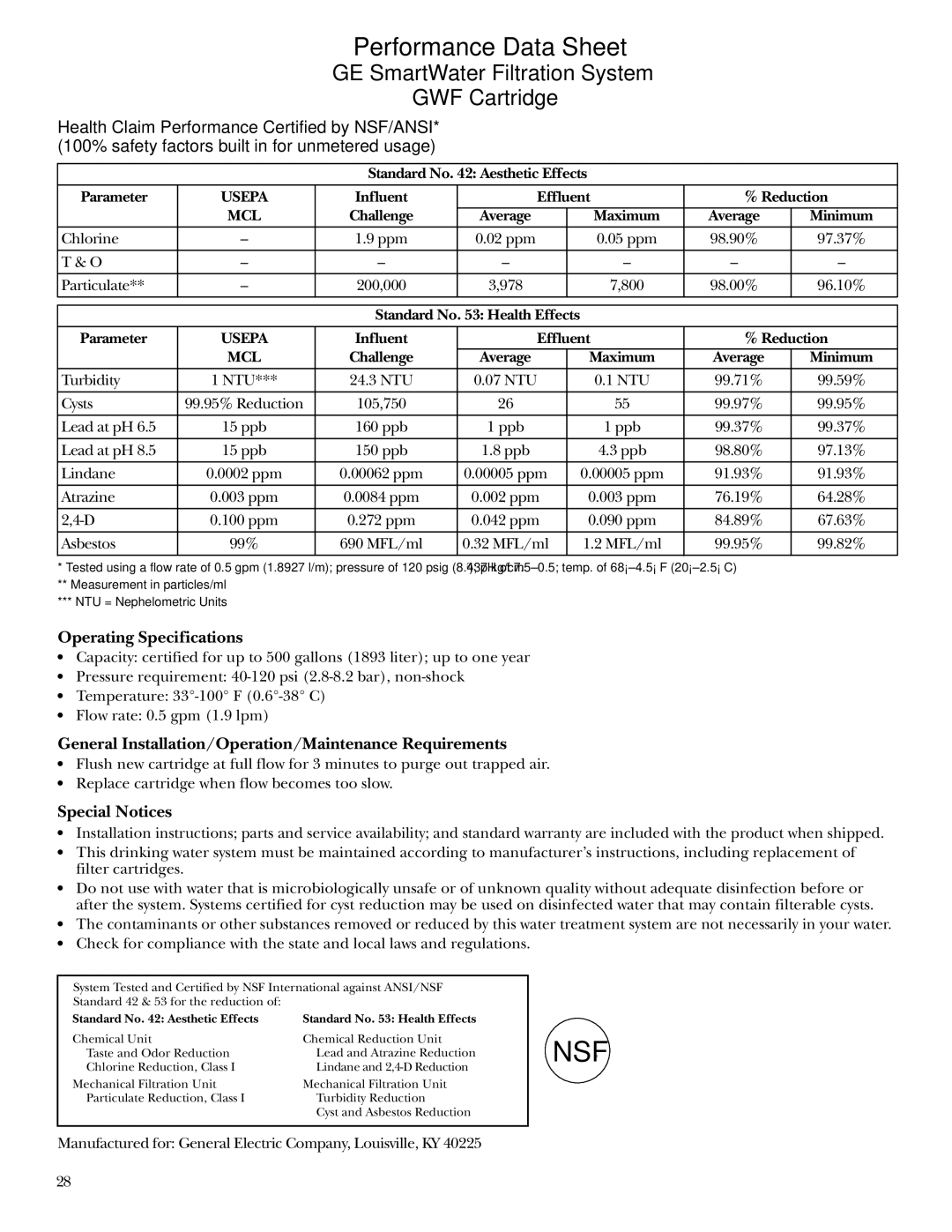 GE Monogram Refrigerator owner manual Operating Specifications, General Installation/Operation/Maintenance Requirements 