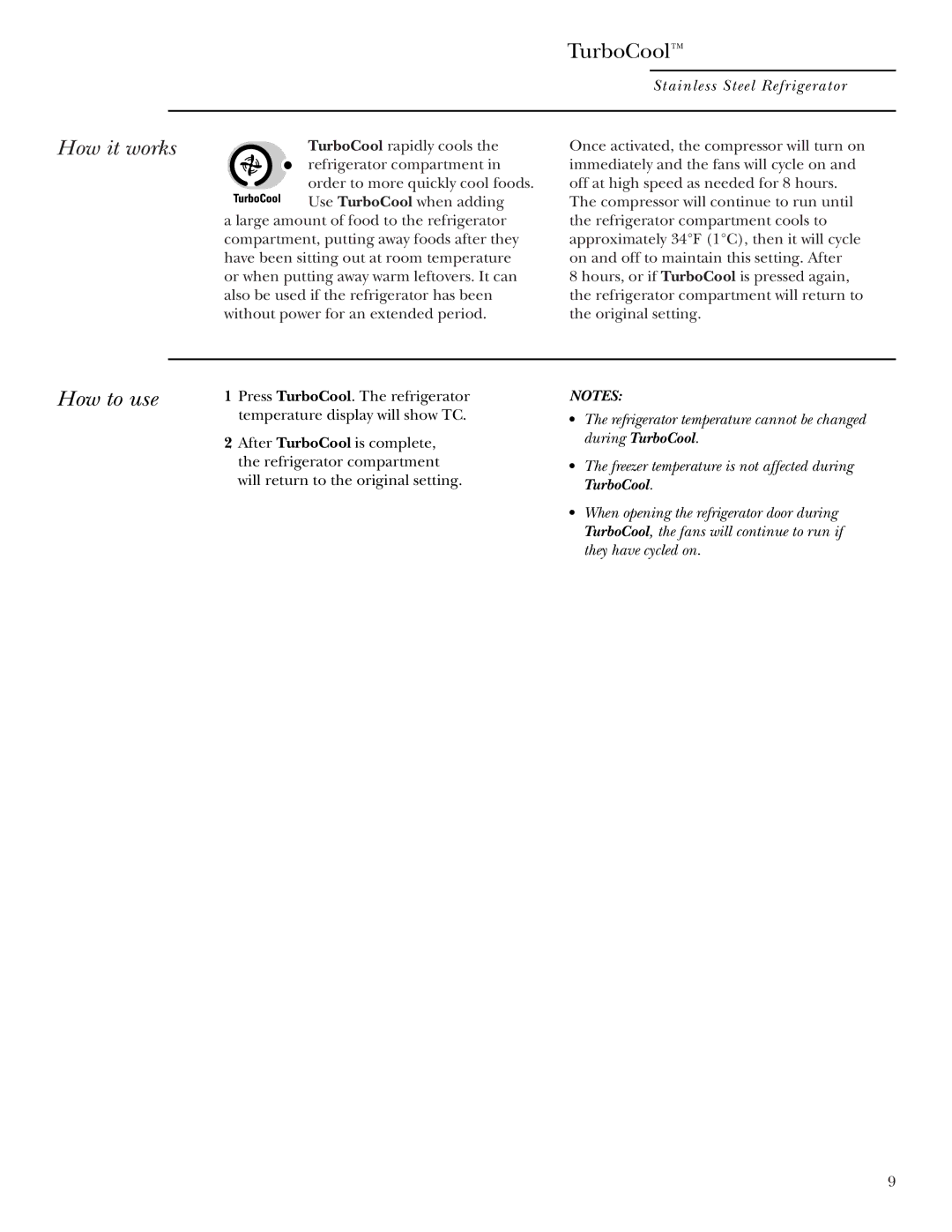 GE Monogram Refrigerator owner manual How it works, How to use 