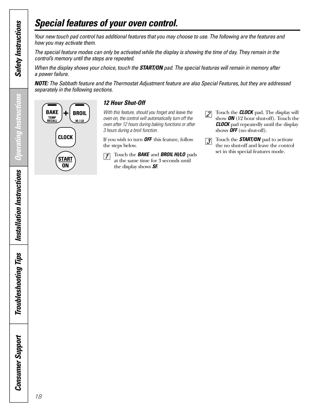 GE Monogram JGBP30, RGB746, RGB790, RGB745, RGB740 Special features of your oven control, Safety Instructions, Hour Shut-Off 