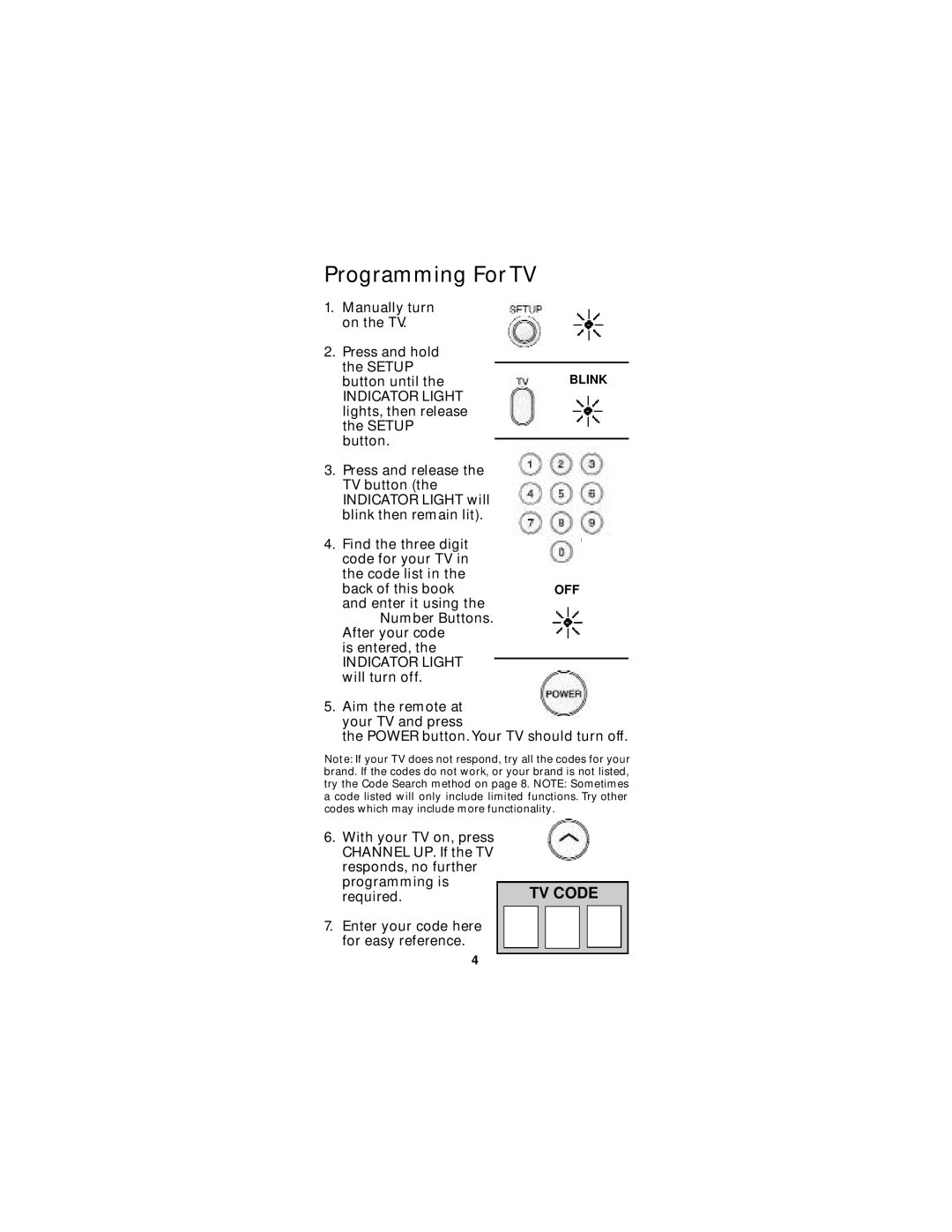 GE Monogram RM94904 instruction manual Programming For TV 