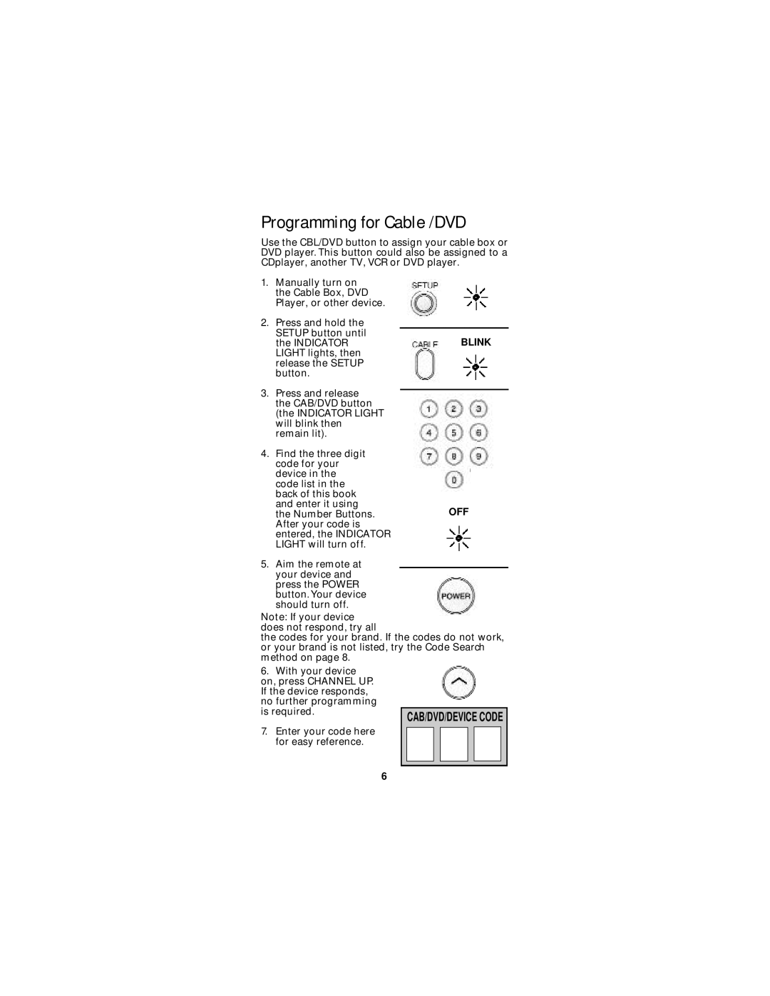 GE Monogram RM94904 instruction manual Programming for Cable /DVD, Blink 