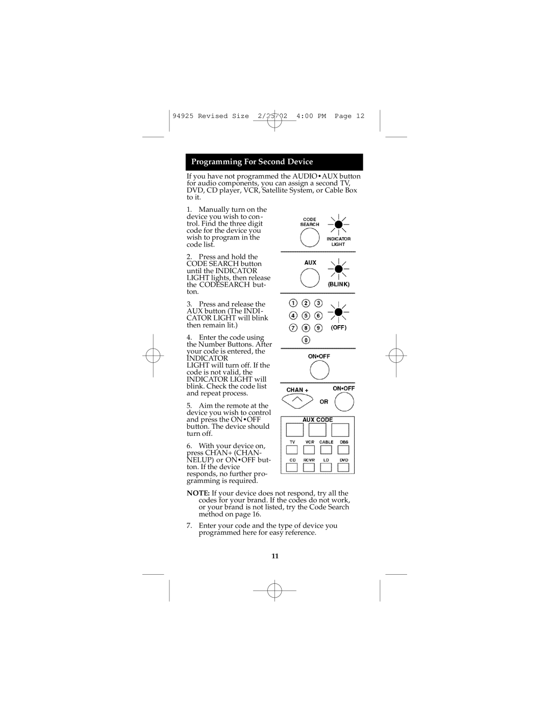 GE Monogram RM94925 instruction manual Programming For Second Device, Indicator 