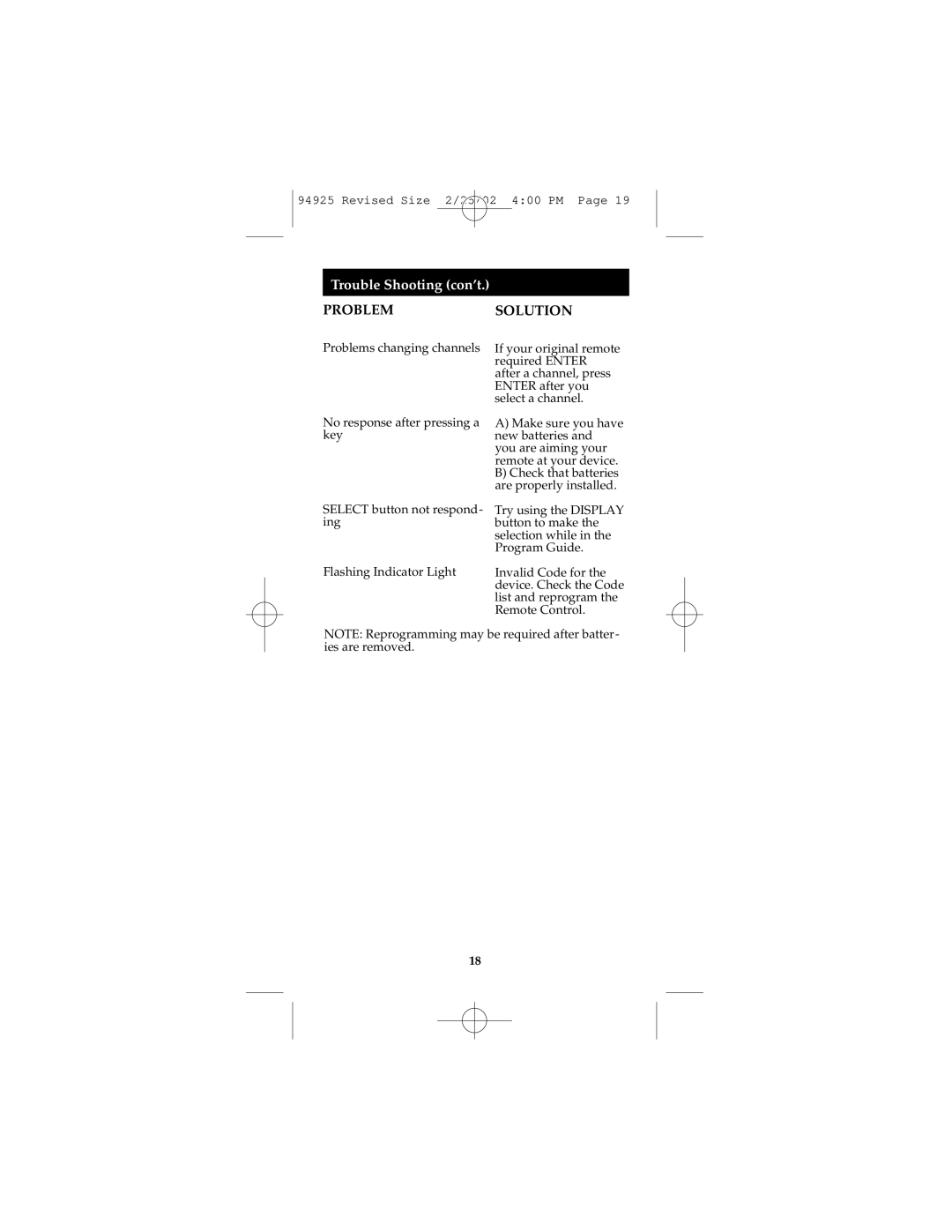 GE Monogram RM94925 instruction manual Trouble Shooting con’t 