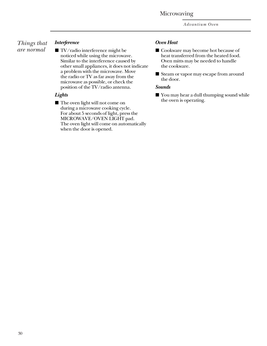 GE Monogram SCA2000, SCA2001 owner manual Things that are normal, Interference 