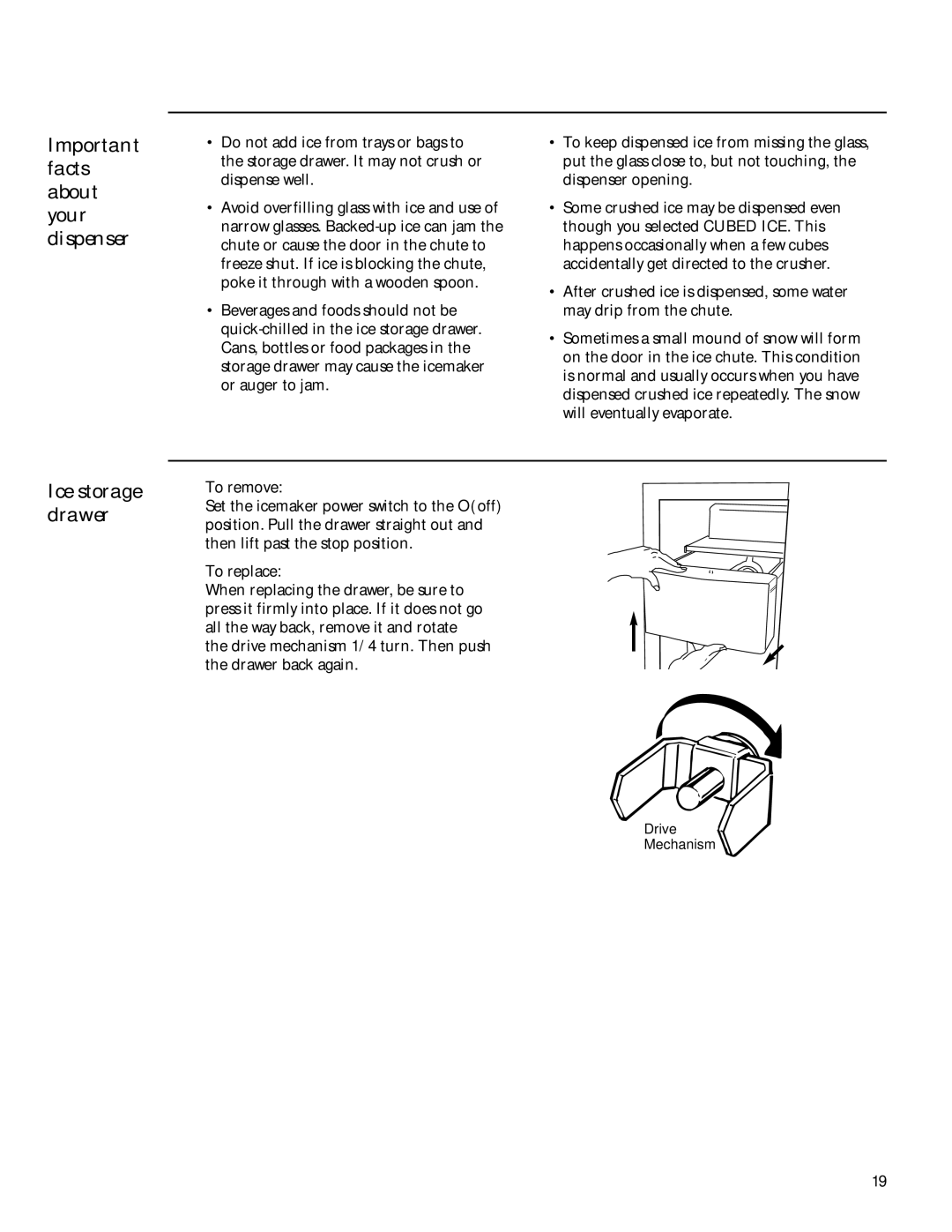 GE Monogram Side-by-Side Stainless Steel Free-Standing Refrigerators Important facts about your dispenser, To replace 