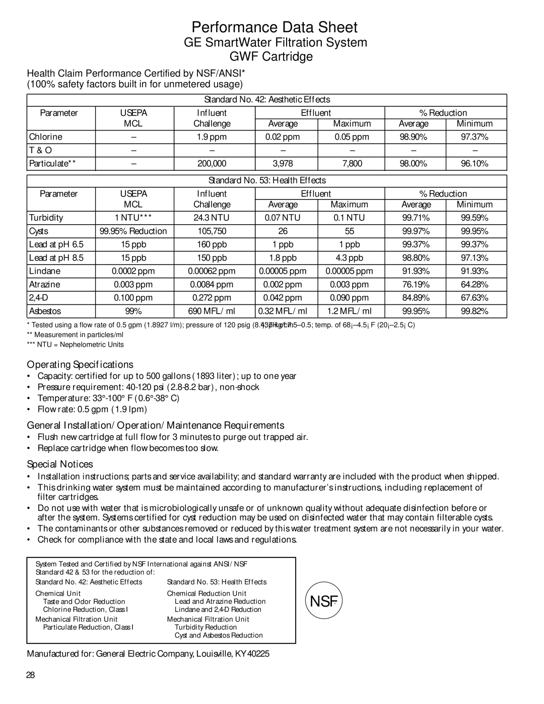 GE Monogram Side-by-Side Stainless Steel Free-Standing Refrigerators owner manual Usepa, Mcl 