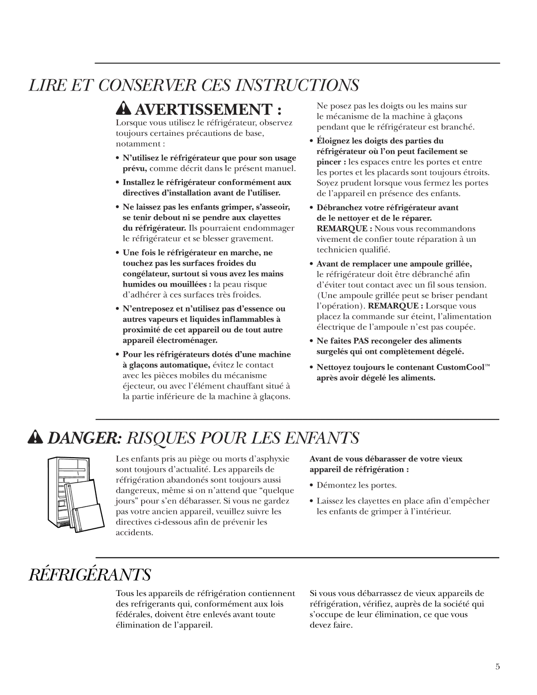 GE Monogram Side-by-Side Stainless Steel Free-Standing Refrigerators owner manual Lire ET Conserver CES Instructions 