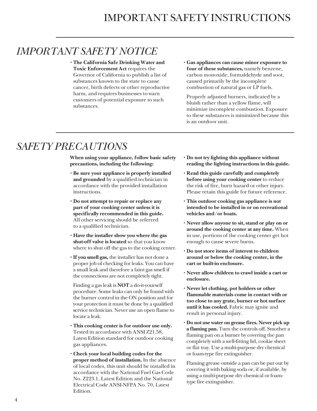 GE Monogram 36, 48, Stainless Steel Professional 27 manual Important Safety Notice 