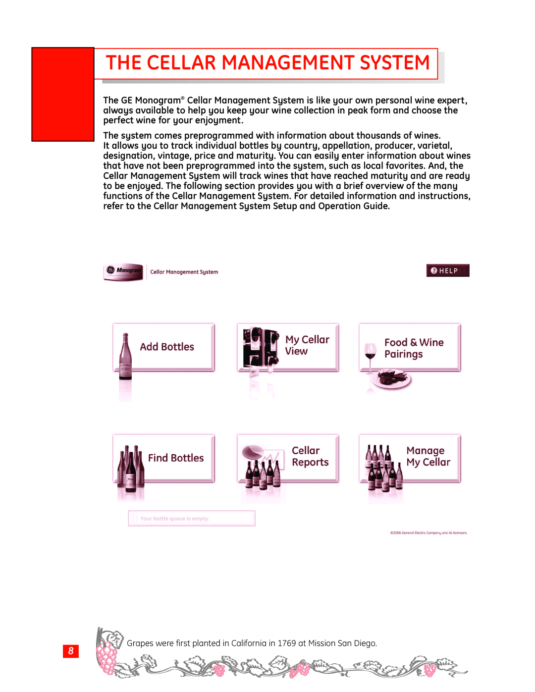 GE Monogram Wine Vault owner manual The Cellar Management System 